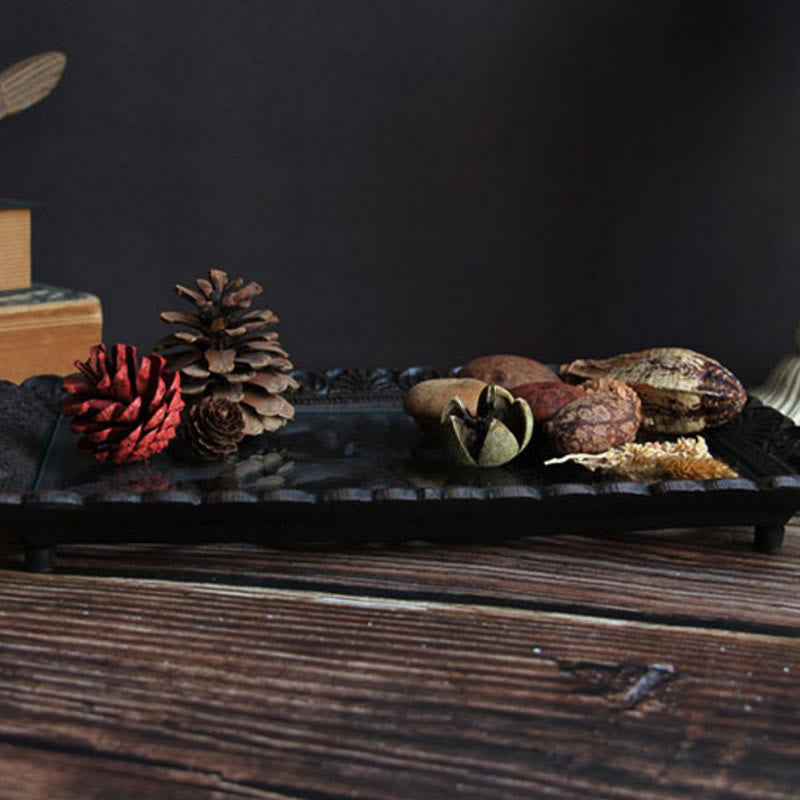 Lace Metal Tray With Glass Top