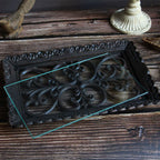 Lace Metal Tray With Glass Top