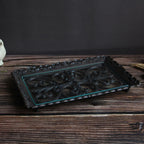 Lace Metal Tray With Glass Top