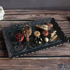 Lace Metal Tray With Glass Top