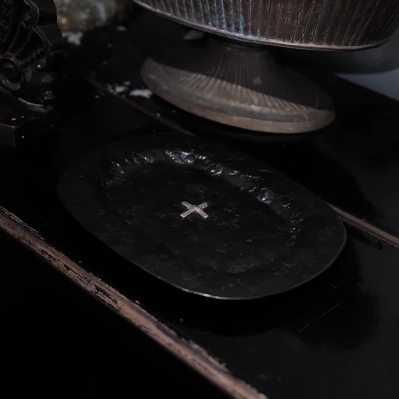 Black Silver-plated Ceramic Tray