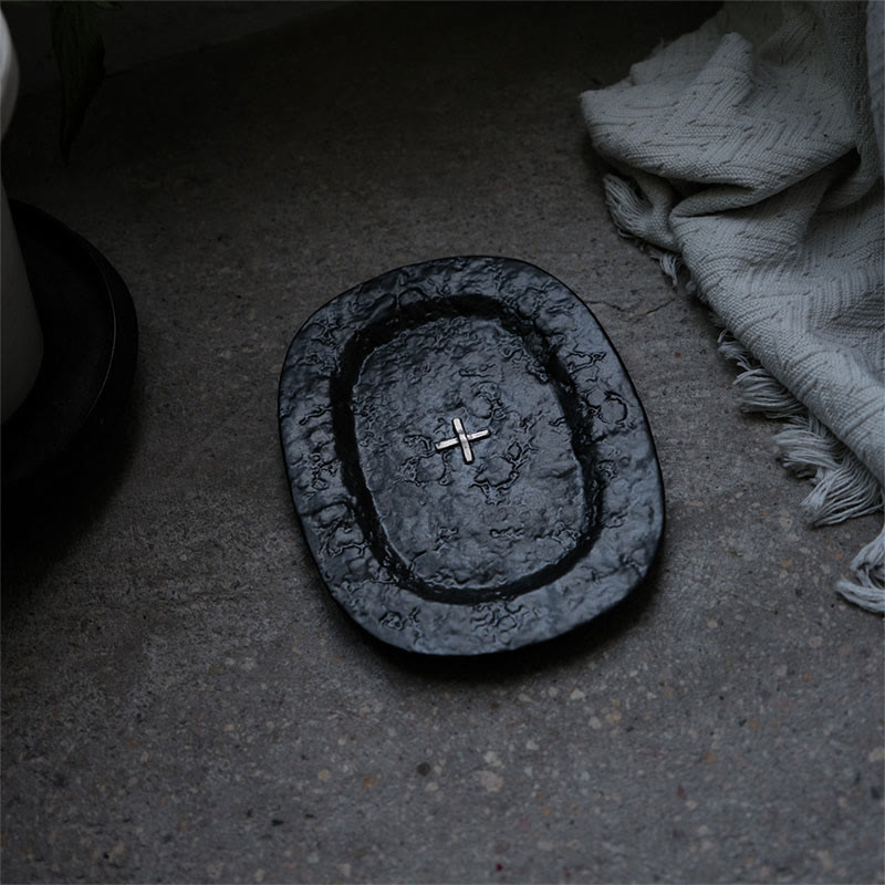Black Silver-plated Ceramic Tray