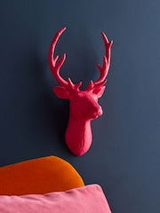 Pink Stag Head Wall Plaque