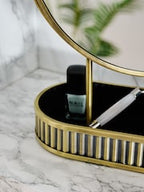 Gold Rib 5x Magnification Round Dressing Table Mirror