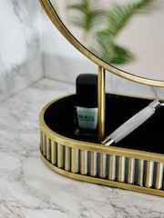 Gold Rib 5x Magnification Round Dressing Table Mirror