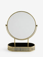 Gold Rib 5x Magnification Round Dressing Table Mirror