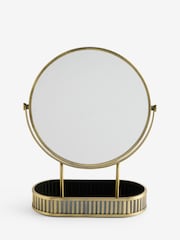 Gold Rib 5x Magnification Round Dressing Table Mirror