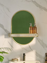 Gold Rib Shelf Bathroom Wall Mirror