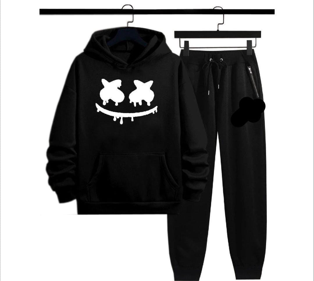 Samil PRINTED Winter Casual Printed Hoodie +Trouser Track suts black