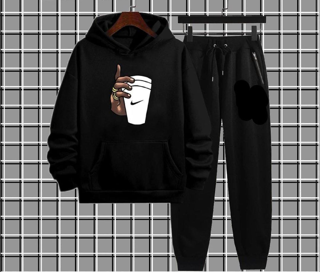 Cup PRINTED Winter Casual Printed Hoodie + Trouser Track suts