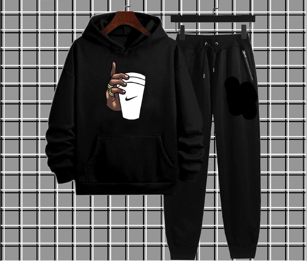 Cup PRINTED Winter Casual Printed Hoodie + Trouser Track suts