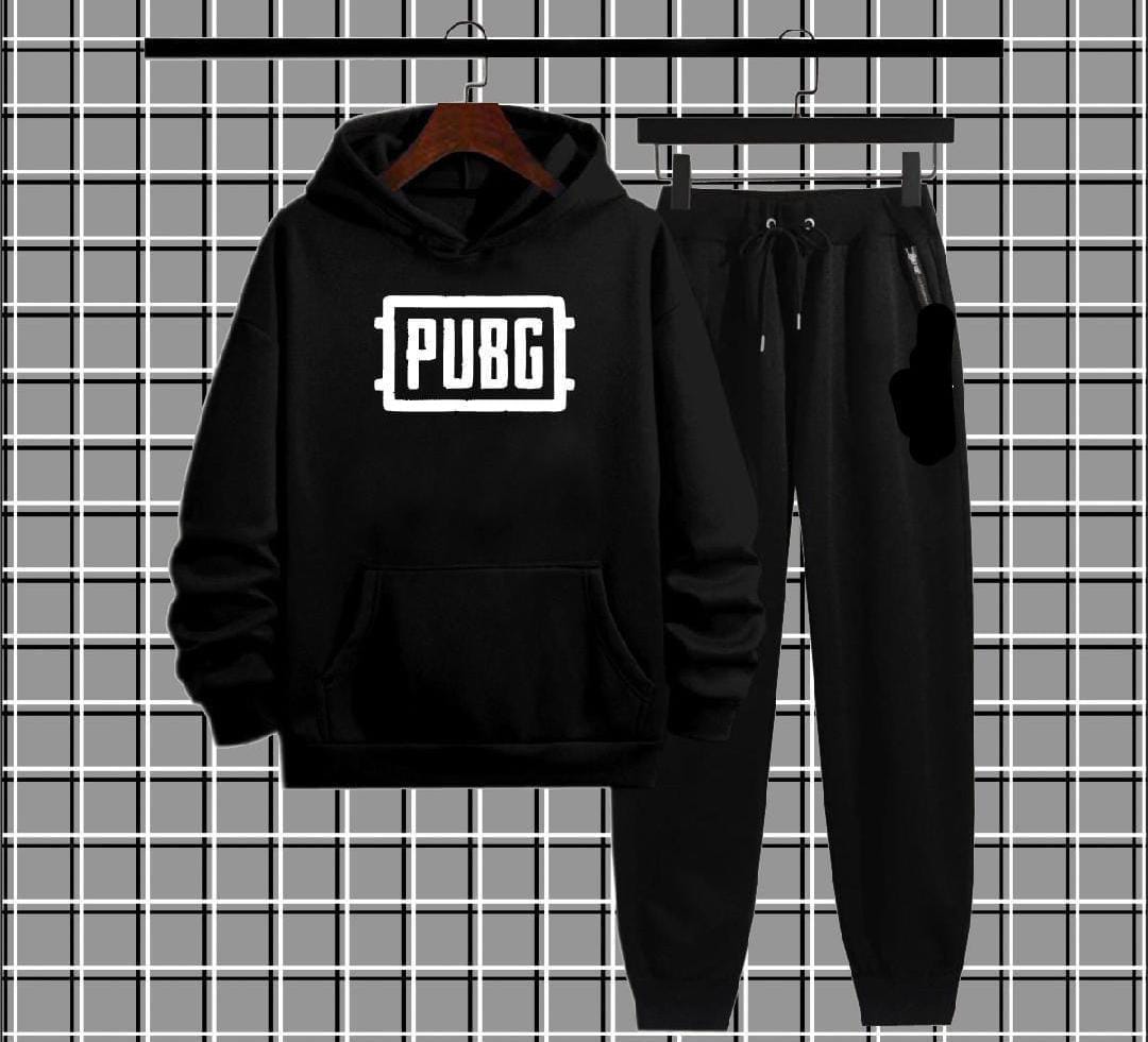 PUBG PRINTED Winter Casual Printed Hoodie +Trouser Track suts black