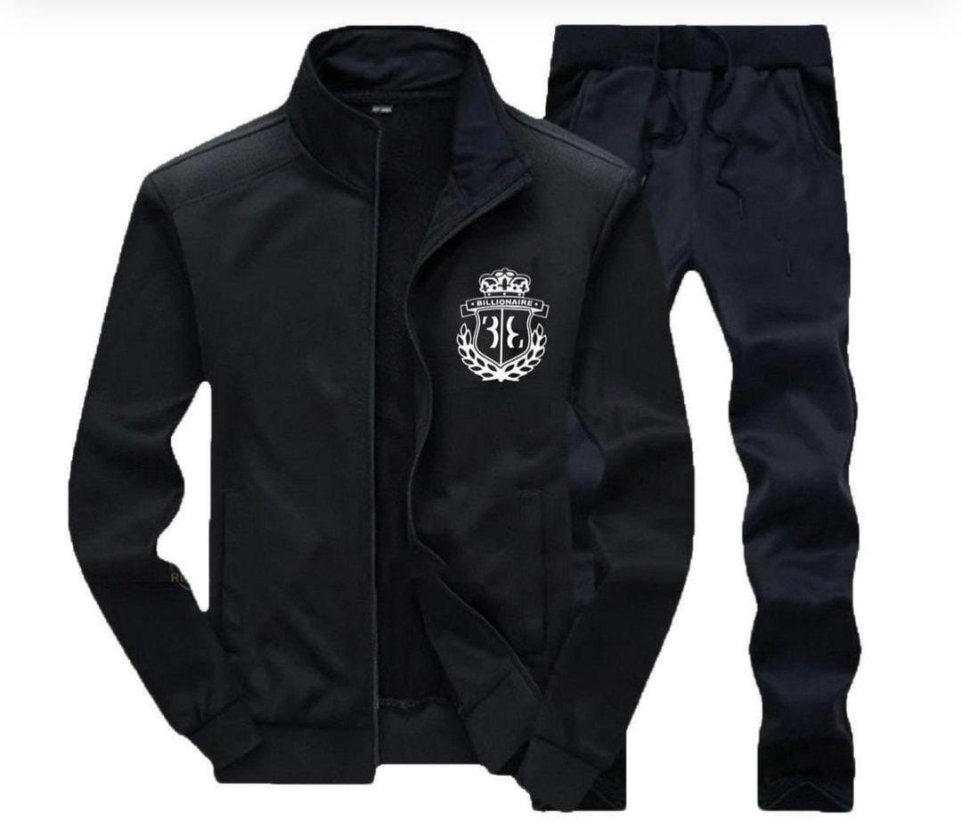 Bilener &nbsp;Zipper Winter Casual Printed Hoodie + Trouser Track suts black